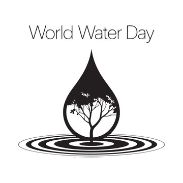 Celebrating world water day with a symbolic image of a tree within a water droplet