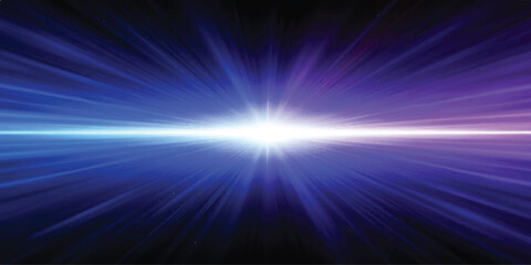 Abstract radiant burst of blue and purple light streaks against a dark background, representing energy and speed © The Alpha