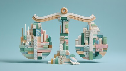 metaphor using abstract scales built from charts and numerical elements