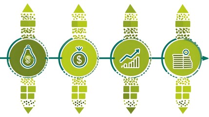 visualization with milestone icons, graphs, and structured planning elements