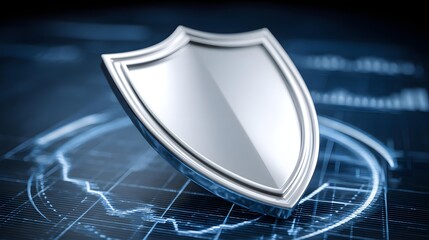 concept with protective abstract forms surrounding volatile financial graphs