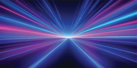 Glowing abstract blue and purple background design featuring a bright laser burst of light and energy rays in a shiny disco motion pattern