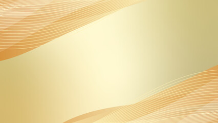 対角に金ウェーブを配した豪華なゴールドグラデーションのラグジュアリーフレーム背景（16対9）