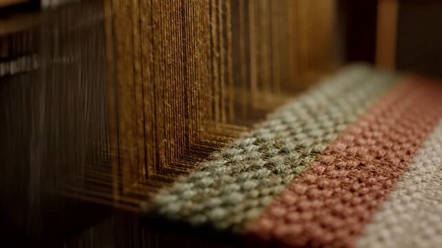 Tactile Fiber Detail Emphasize the texture and individual strands of yarn, showing the quality and material of the woven fibers.