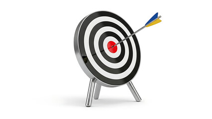 A bullseye target with a single arrow hitting the center perfectly