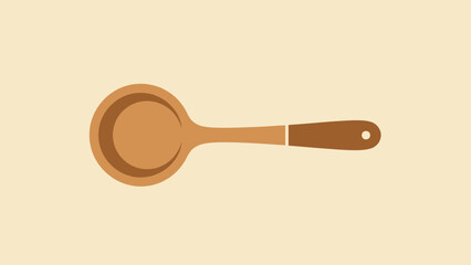 Illustration of a wooden spoon against a light beige background. Simple, minimalist design