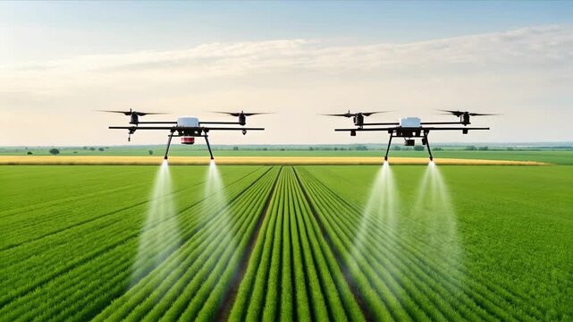 Smart drone technology enables precise fertilizer application over vast green agriculture fields enhancing crop growth and yield efficiently