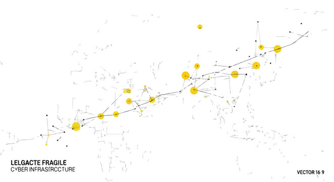 Global cyber infrastructure network abstract. Digital data flow, communication pathways, and interconnected technology illustrating system fragility and modern connectivity.