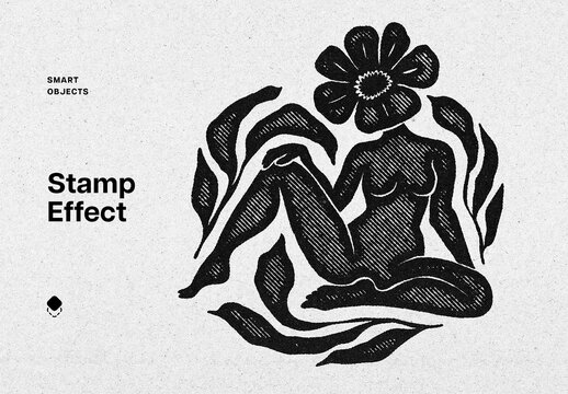 Lines Stamp Effect Mockup