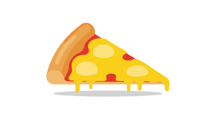 A cartoon-style illustration of a pizza slice dripping with cheese. Isolated on a white background. Great for food blogs, menus, and promotional material for pizzerias.