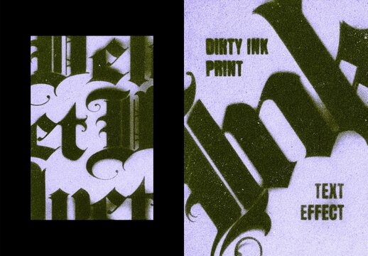 Dirty Ink Printer Text Effect Mockup