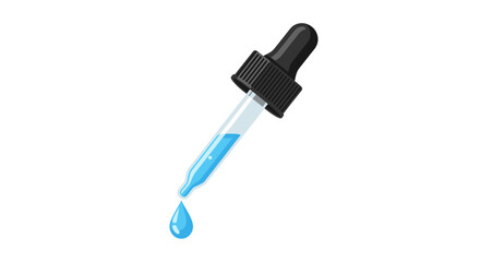 Pipette Dropper with Blue Liquid Droplet.