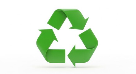 Obraz premium A green recycling symbol on a white background