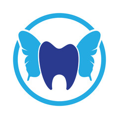Butterfly Winged Tooth Logo. Butterfly dental logo illustration.