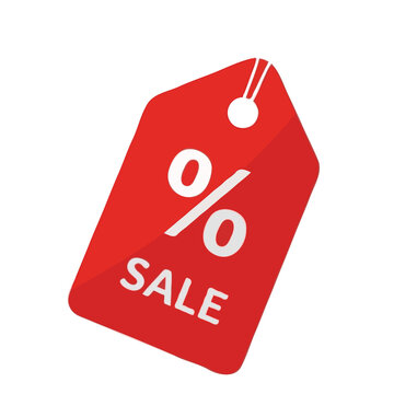 A red sale tag with a percentage sign on a white background Ilustra&ccedil;&atilde;o vetorial