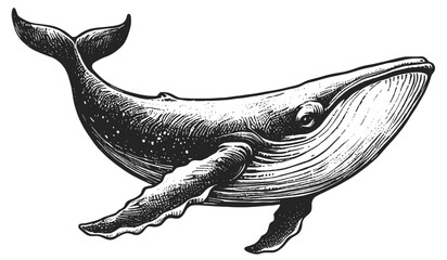Gentle Giant of the Deep Blue Whale line art drawing sketch vector hand drawn illustration svg © Ratcha