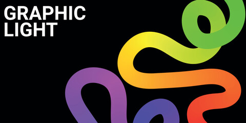 Obraz premium Vibrant neon light trails in black background graphic design