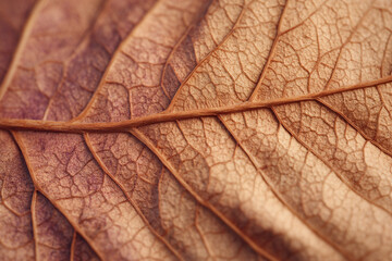 Fototapeta premium Detailed Macro of Dried Leaf Texture in Purple and Brown