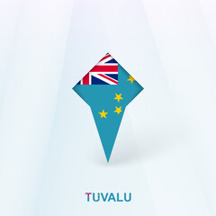 Obraz premium Tuvalu Flag Pin Icon with Geometric Design.