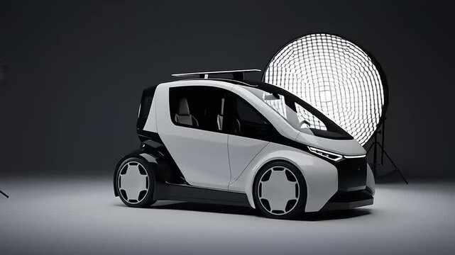 Futuristic Electric Car in Studio Setting.