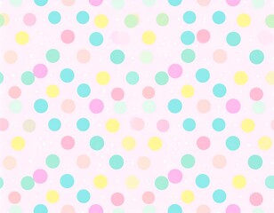 A pastel-colored polka dot pattern on a light background