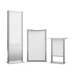 Three sleek modern mirrors in different sizes isolated on transparent background