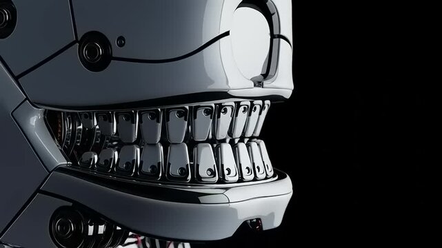Robot Mouth with Vibrant Sound Waves.