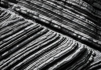 Fototapeta premium Layered rock formations in black and white
