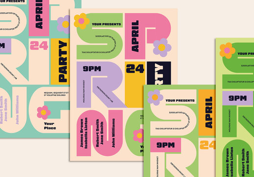 Bold Typographic Spring Party Event Poster