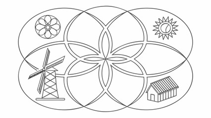 Fototapeta premium Sustainable Energy Sources Venn Diagram Illustration.