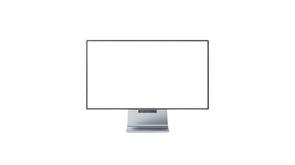 Modern sleek computer monitor with a blank white screen isolated on a white background.