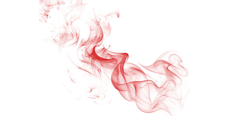 A vibrant red smoke swirls dramatically against a dark background
