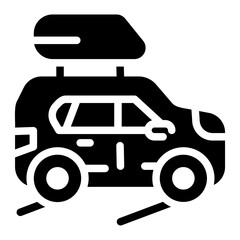 Car with Roof Box Travel Icon line icon