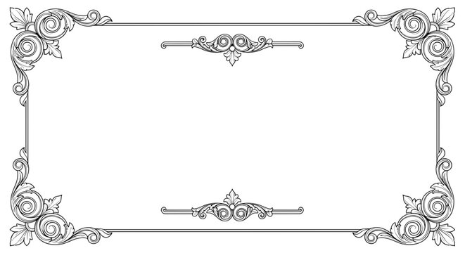 Ornate Rectangular Frame with Floral Decorations 1.