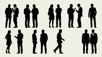silhouettes of business people talking, communication concept