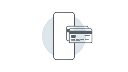A minimalist illustration of a smartphone and credit cards for digital wallet concepts
