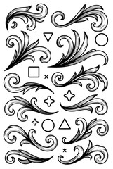 Fototapeta premium Set of Vector Filigree Flourishes Collection – Elegant Ornamental Swirl Designs