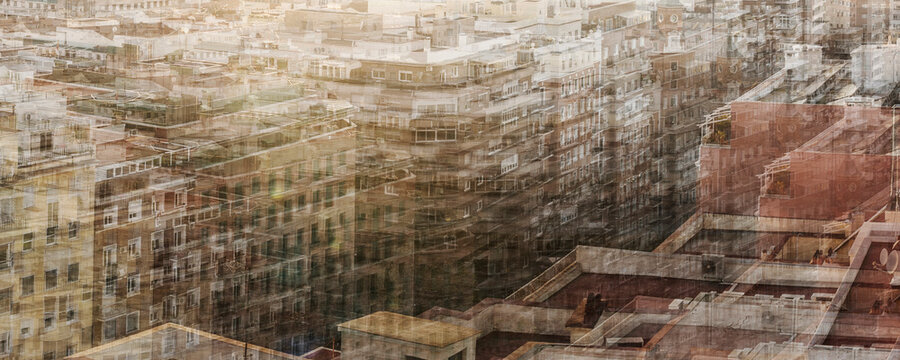 Brutalist urban mass revealing raw metropolitan density