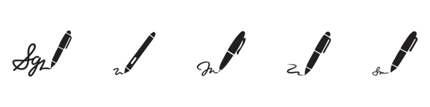 Pen and undersign signature icon silhouette. Vector illustration