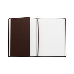 A dark brown and white book or notebook with a simple cover design isolated on transparent background