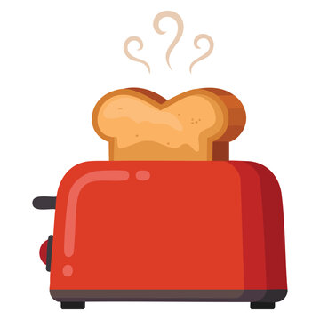 Toaster with bread vector isolated illustration suitable for kitchen appliance breakfast food preparation home cooking and household themed designs