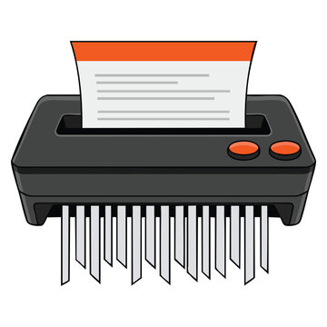 Paper shredder icon in flat illustration style isolated on white background suitable for office equipment privacy security and document management concepts