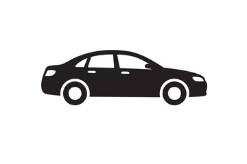 Obraz premium Side View Sedan Car Silhouette Vector Icon
