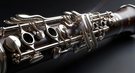 Close-up of Clarinet Musical Instrument.