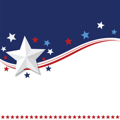 USA Patriotic Star Wave Background