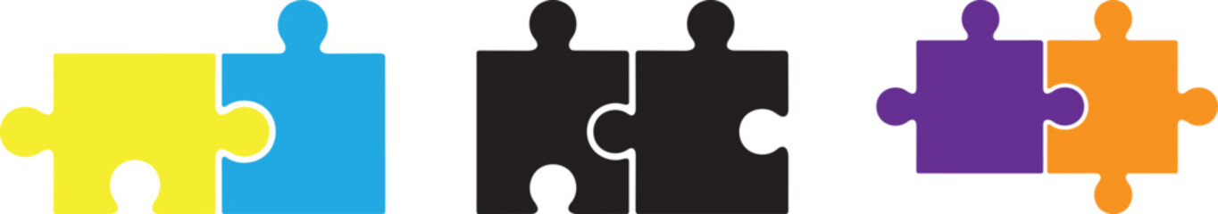 Four colorful puzzle pieces connected in a row representing unity