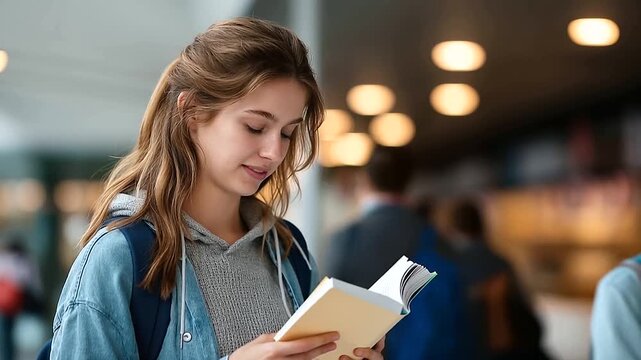 Faceless student woman in university ready learning goals targets preparation education scholarship happy female learner with books studying knowledge acquisition defocused