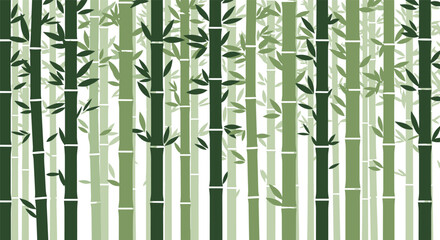 Obraz premium Seamless pattern of green bamboo stalks with leaves creating a dense forest or screen effect for decoration.