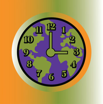Global time management concept illustration. Earth globe designed as clock symbolizing world time, international schedule and worldwide business coordination. Vector illustration.