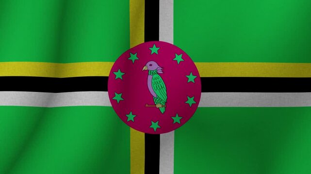 The flag of the flag of Dominica. The flag of Dominica flag in 3d format. 1080p HD animation for presentation